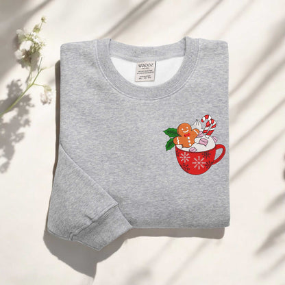 Embroidered Gingerbread Sweatshirt Christmas Embroidered Sweatshirt Merry And Bright Sweater Cozy Holiday Sweater Cute Gingerbread Sweater