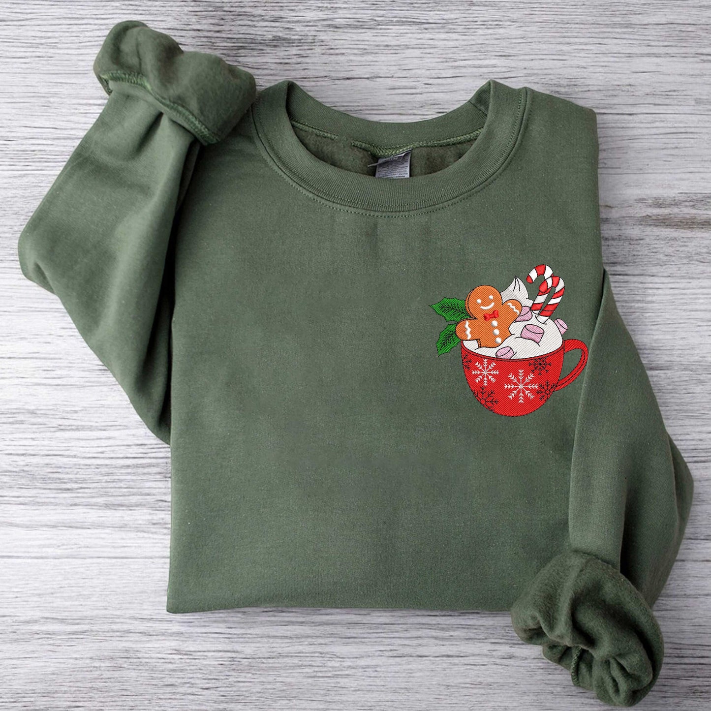 Embroidered Gingerbread Sweatshirt Christmas Embroidered Sweatshirt Merry And Bright Sweater Cozy Holiday Sweater Cute Gingerbread Sweater