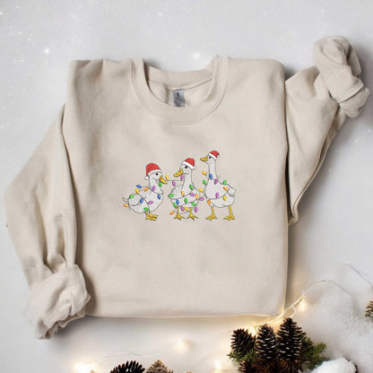 Christmas Goose Sweatshirt Embroidered Goose Sweatshirt Christmas Gift Funny Christmas Sweatshirt Silly Goose Sweatshirt