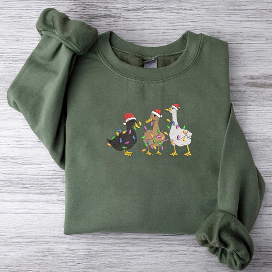 Embroidered Goose Sweatshirt Christmas Goose Sweatshirt Christmas Gift Funny Christmas Sweatshirt Silly Goose Sweatshirt