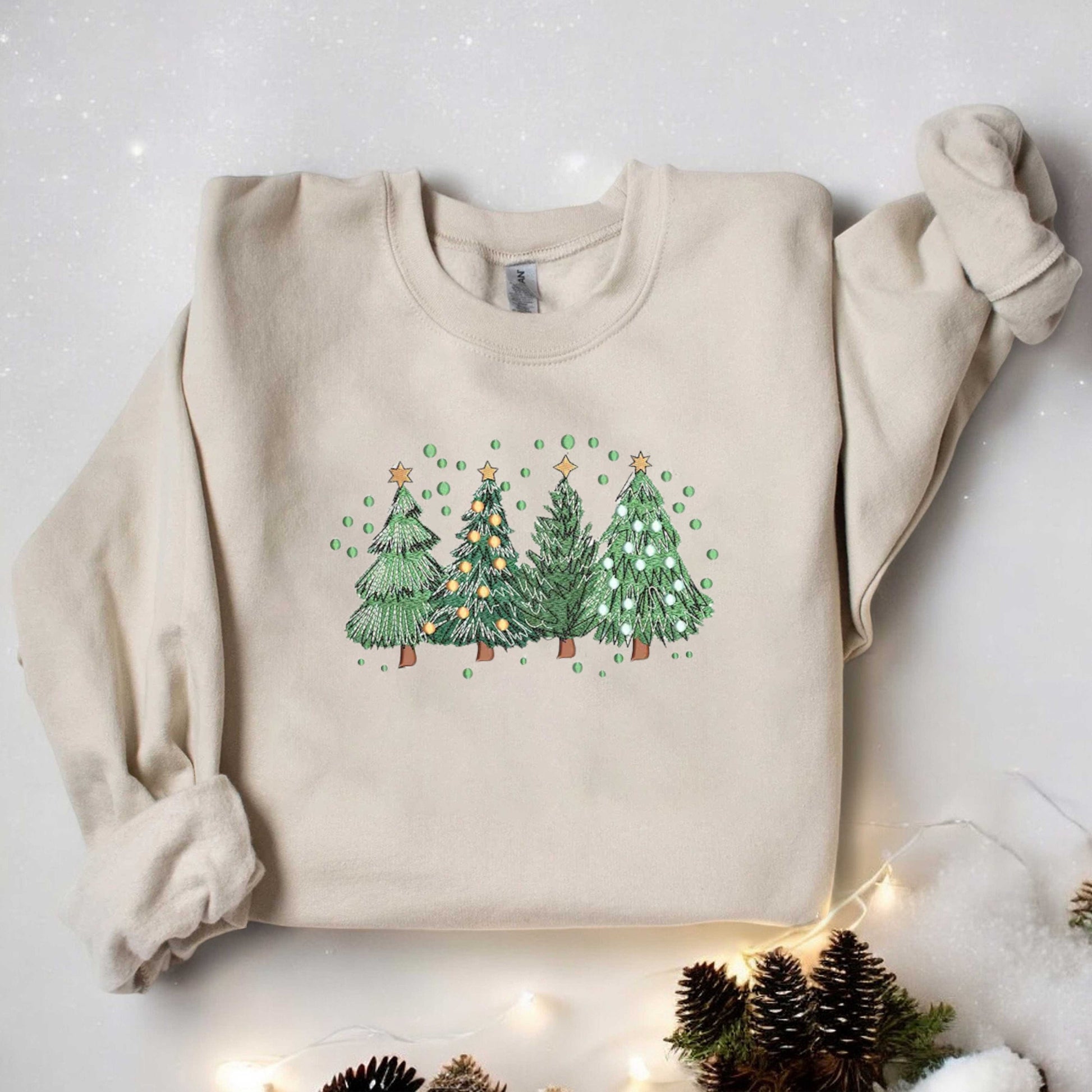 Christmas Embroidered Sweatshirt Christmas Tree Sweatshirt Holiday Sweaters Winter Sweatshirt Christmas Gifts