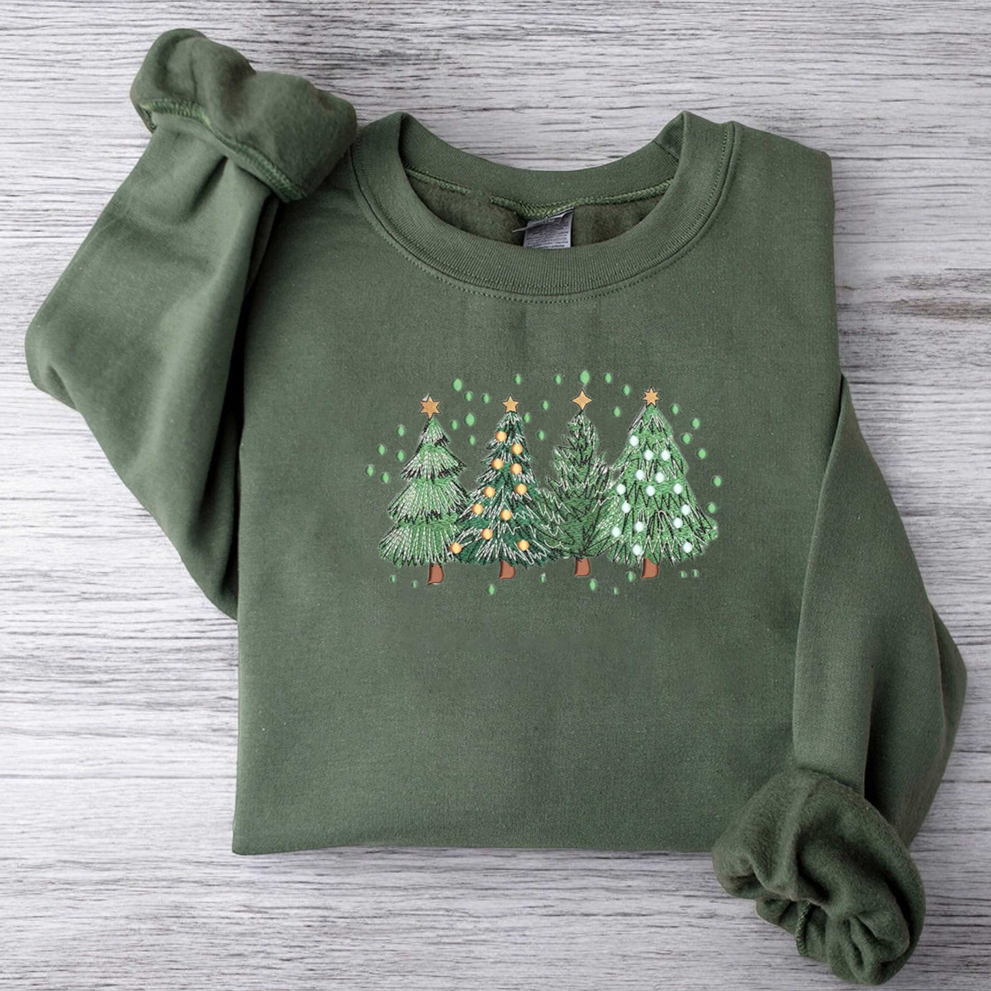 Christmas Embroidered Sweatshirt Christmas Tree Sweatshirt Holiday Sweaters Winter Sweatshirt Christmas Gifts