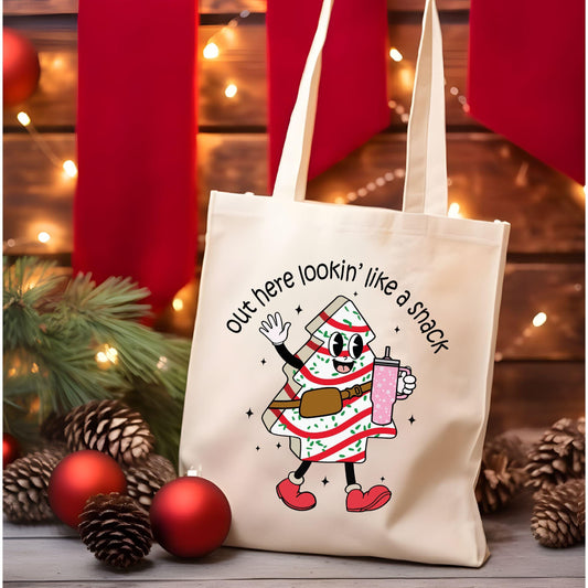 Out Here Looking Like a Snack Christmas Tote Bag, Christmas Cute Tote Bag, Holiday Bag, Christmas Gift Bag, Vacation Tote Bag, Gift Tote Bag