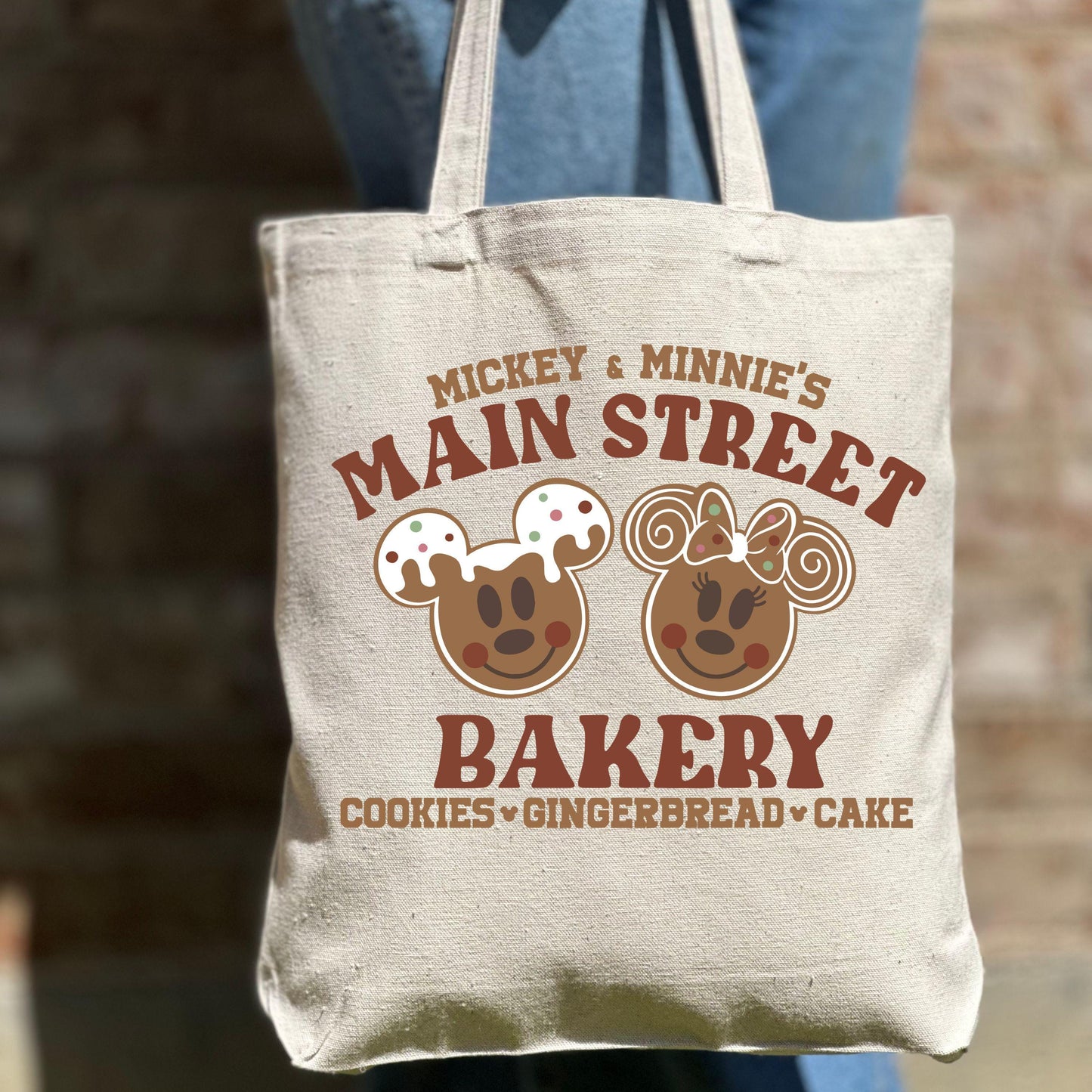 Main Street Christmas tote bag, Gingerbread tote bag,  and  Christmas tote bag,Christmas gift bag