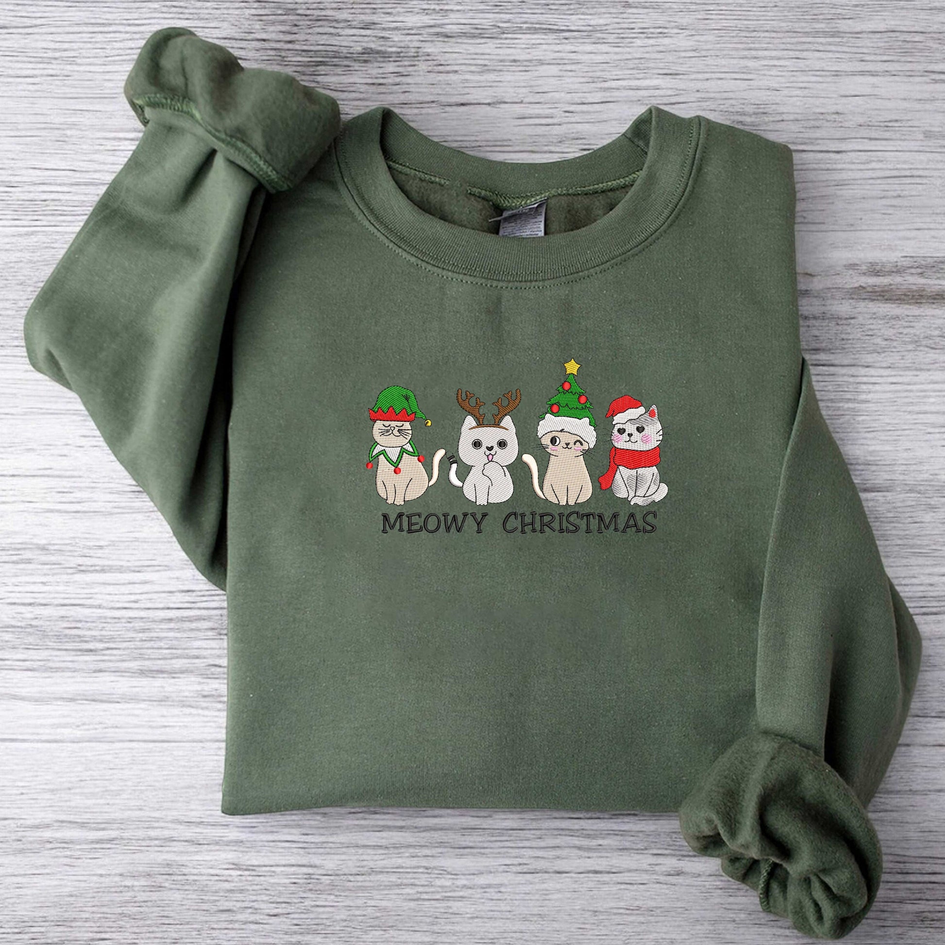 Embroidered Cat Christmas Sweatshirt Cute Cat Christmas Sweatshirt Cat Mommy Sweatshirt Cat Xmas Sweatshirt Cat Lover Gift For Christmas