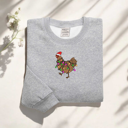 ?ute Christmas Chicken Sweatshirt Christmas Chicken Embroidered Sweatshirt Christmas Farm Animals Sweatshirt Christmas Holiday Sweatshirt