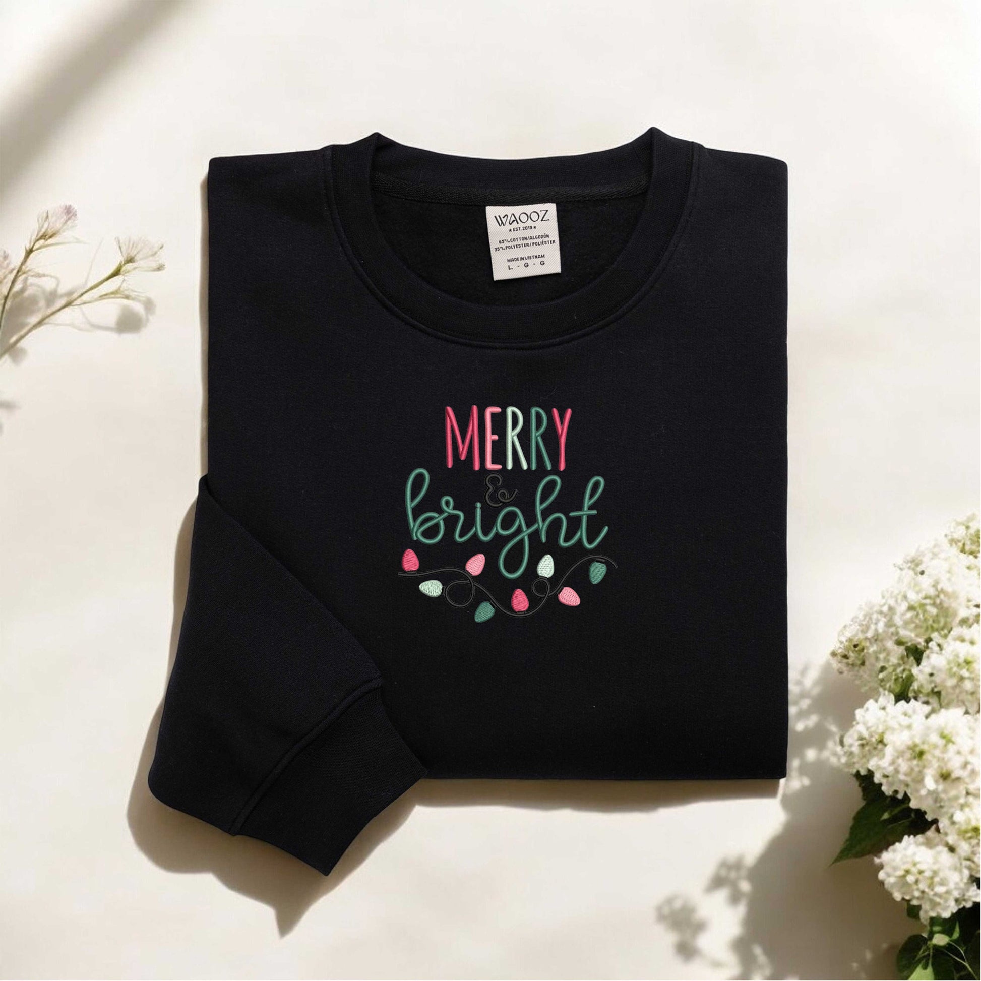 Embroidered Merry and Bright Sweatshirt Christmas Sweatshirt Family Christmas Sweatshirt Merry Christmas Sweatshirt Xmas Sweatshirt