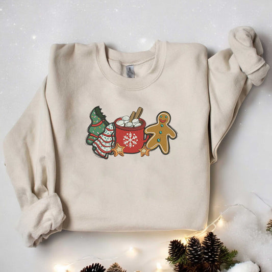 Embroidered Gingerbread Coffee Sweatshirt Christmas Gingerbread Sweatshirt Christmas Coffee Sweatshirt Coffee Lover Gift Christmas Gifts