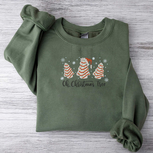 Christmas Tree Cakes Sweatshirt Embroidered Christmas Sweatshirt Womens Christmas Sweater Merry Christmas Sweatshirt Holiday Sweater