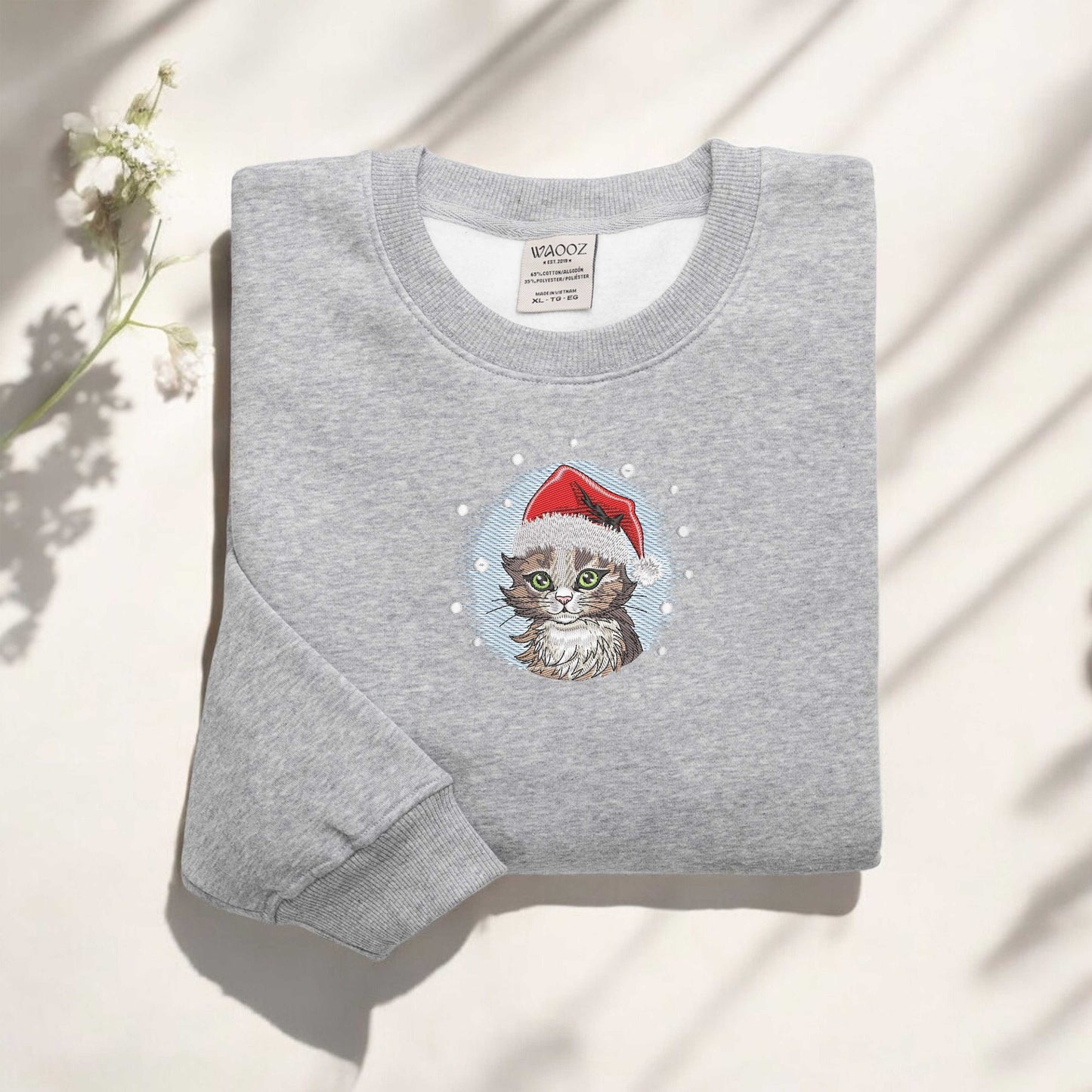 Embroidered Christmas Cat Sweatshirt Cute Christmas Cat Sweatshirt Embroidered Santa Cat Sweatshirt Holiday Sweatshirt Christmas Sweatshirt