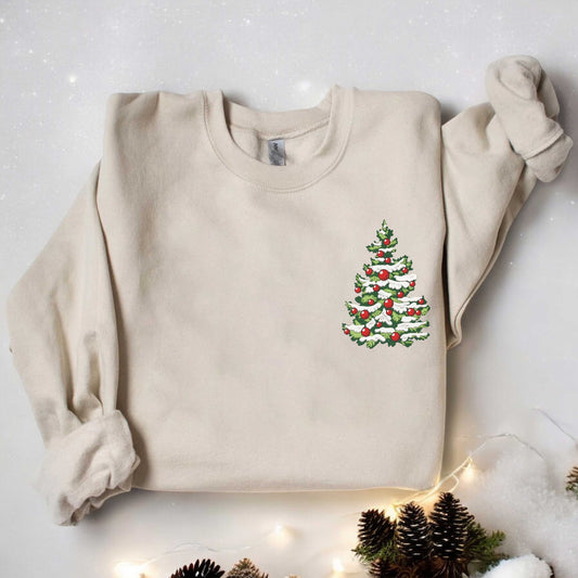 Christmas Tree Embroidered Sweatshirt Christmas Tree Sweatshirt Winter Sweatshirt Merry Christmas Sweatshirt Holiday Sweatshirt