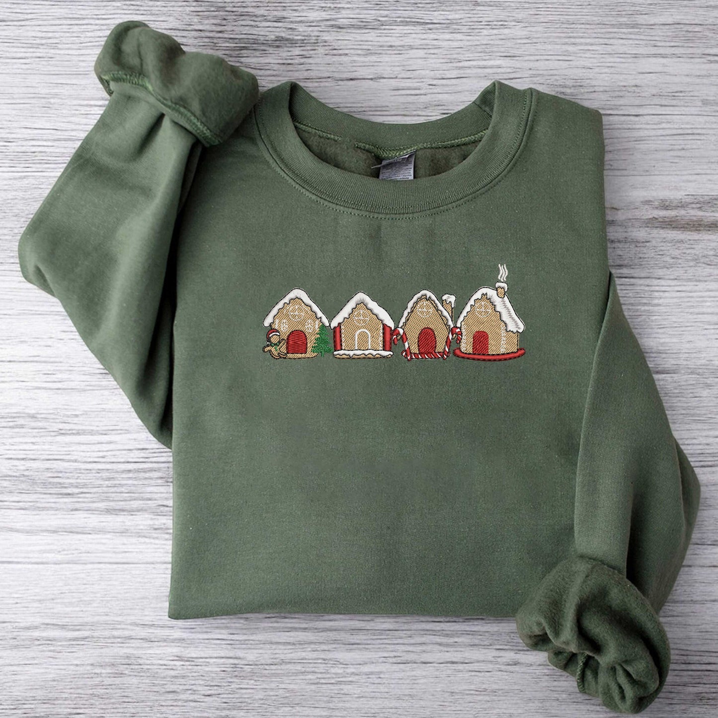 Christmas Gingerbread House Cookies Sweatshirt Gingerbread Embroidered Sweatshirt Christmas Embroidered Sweatshirt Xmas Gifts Holiday Gifts