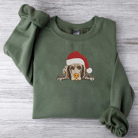 Christmas Dog Embroidered Sweatshirt Dog Lover Embroidered Sweatshirt Christmas Dog Sweatshirt Dog Mom Sweatshirt Santa Dog Sweatshirt