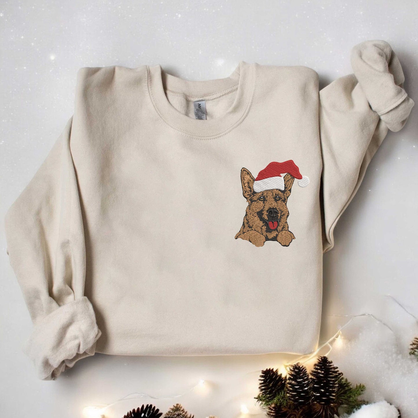 Embroidered Christmas German Shepherd Sweatshirt Christmas Dog Sweatshirt Christmas Sweatshirt Gifts For Xmas Dog Lovers Sweatshirt