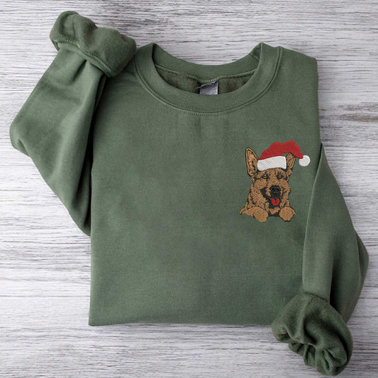 Embroidered Christmas German Shepherd Sweatshirt Christmas Dog Sweatshirt Christmas Sweatshirt Gifts For Xmas Dog Lovers Sweatshirt