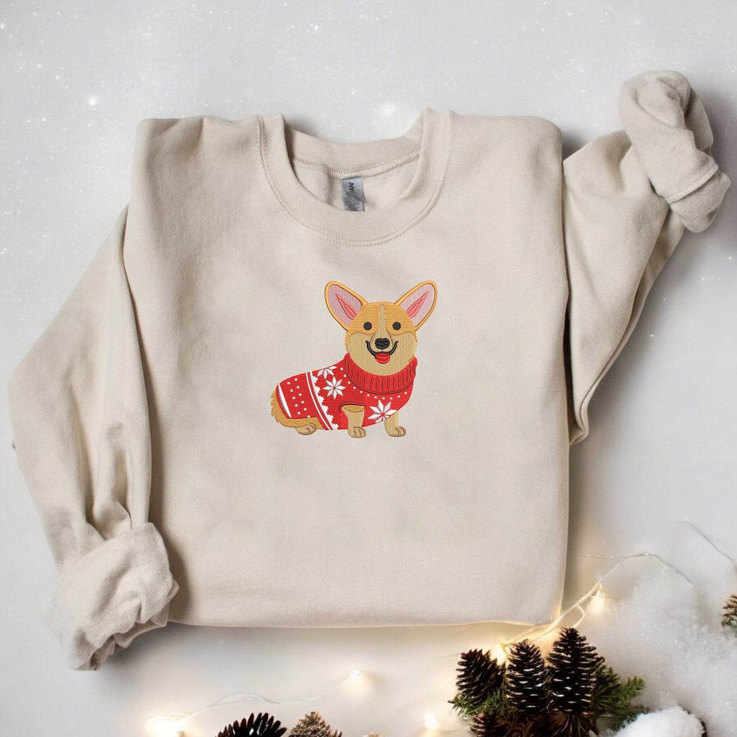 Corgi Christmas Sweatshirt Embroidered Christmas Dog Sweatshirt Funny Dog Shirt Corgi Mom Sweatshirt Xmas Gifts Holiday Sweater