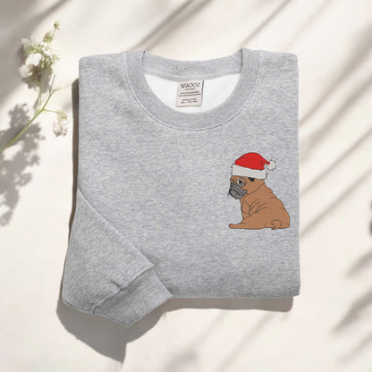 Embroidered Pug Dog Christmas Sweatshirt Christmas Dog Sweatshirt Christmas Embroidered Sweatshirt Pug Dog Lover Gift Pug Mom Sweatshirt