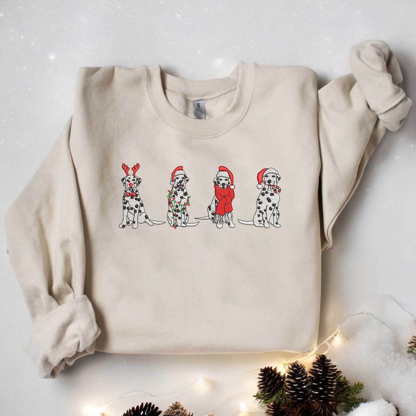 Christmas Dog Sweatshirt Embroidered Dalmatian Dog Sweatshirt Christmas Sweatshirt Dog Owner Christmas Gift Holiday Sweater Xmas Gifts