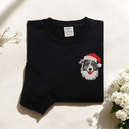 Embroidered Border Collie Christmas Sweatshirt Christmas Dog Embroidered Sweatshirt Dog Lover Embroidered Shirt Dog Mom Sweatshirt