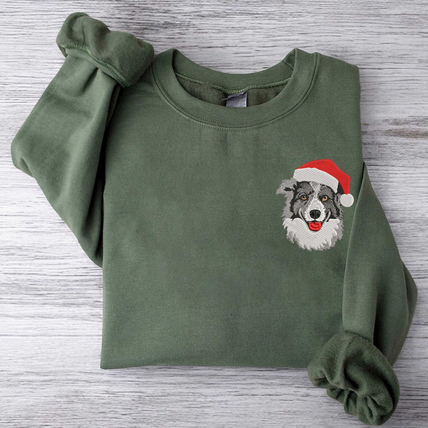 Embroidered Border Collie Christmas Sweatshirt Christmas Dog Embroidered Sweatshirt Dog Lover Embroidered Shirt Dog Mom Sweatshirt