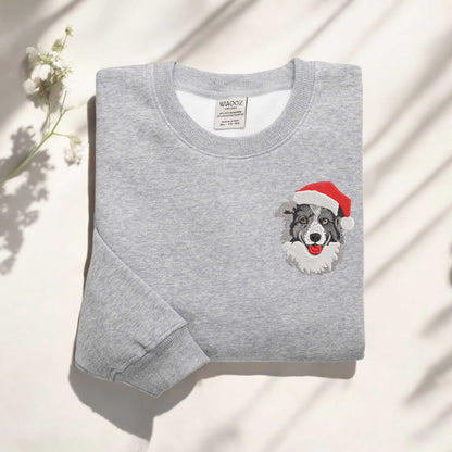 Embroidered Border Collie Christmas Sweatshirt Christmas Dog Embroidered Sweatshirt Dog Lover Embroidered Shirt Dog Mom Sweatshirt