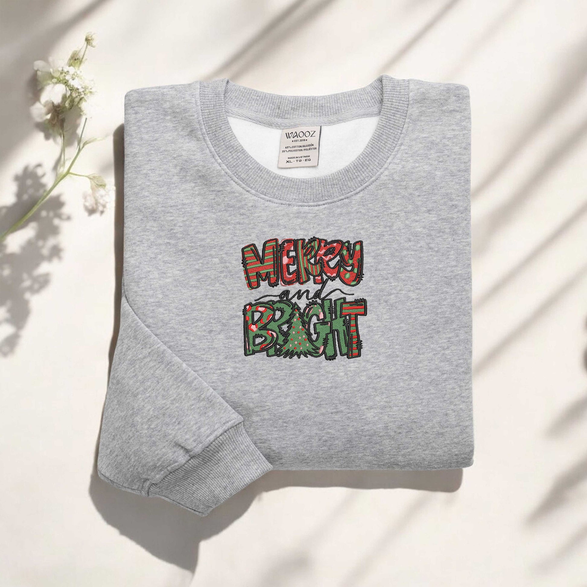 Merry and Bright Sweatshirt Embroidered Christmas Sweatshirt Family Christmas Sweatshirt Merry Christmas Sweatshirt Xmas Gifts Holiday Gift