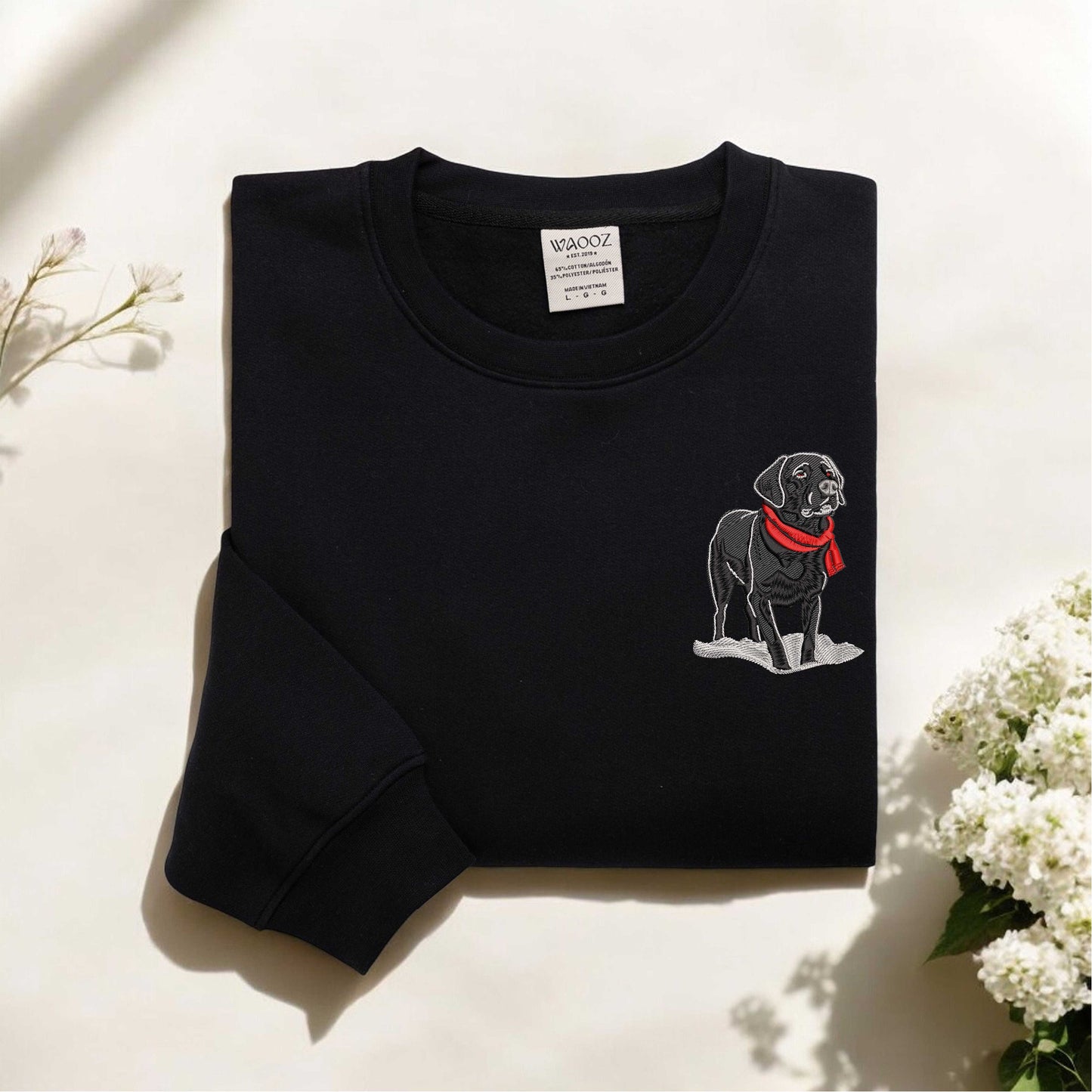 Embroidered Black Lab Christmas Sweatshirt Christmas Dogs Sweatshirt Dog Christmas Shirt Black Lab Gift Dog Lover Gift Dog Mom Gifts