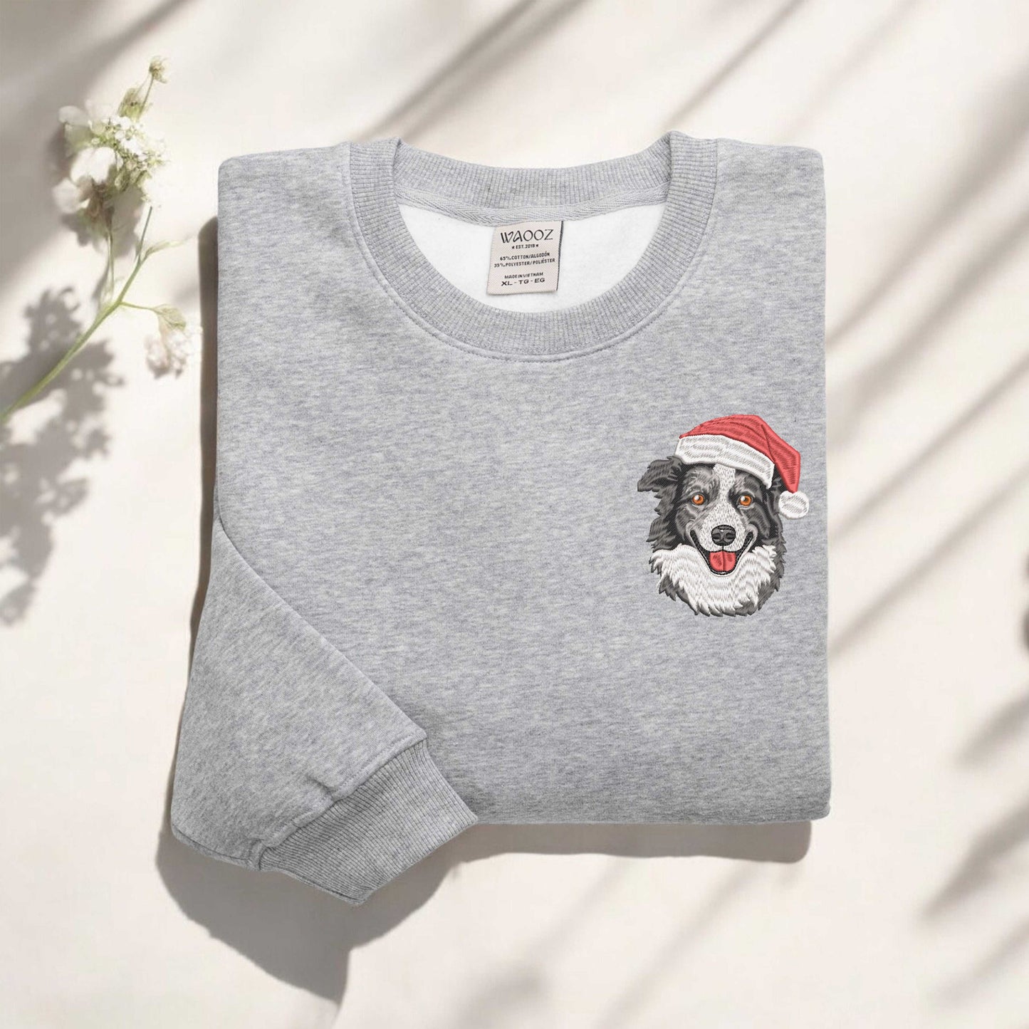 Christmas Collie Dog Sweatshirt Embroidered Collie Dog Sweatshirt Christmas Sweatshirt Xmas Gifts Dog Mom Sweatshirt Xmas Gift Dog Santa