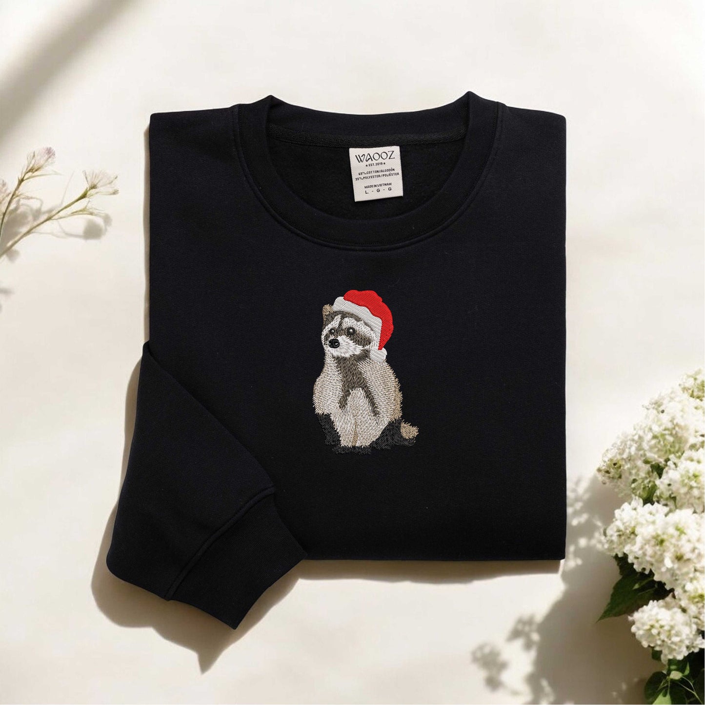 Christmas Raccoon Embroidered Sweatshirt Funny Christmas Raccoon Sweatshirt Happy Holiday Christmas Sweatshirt Christmas Raccoon Sweater