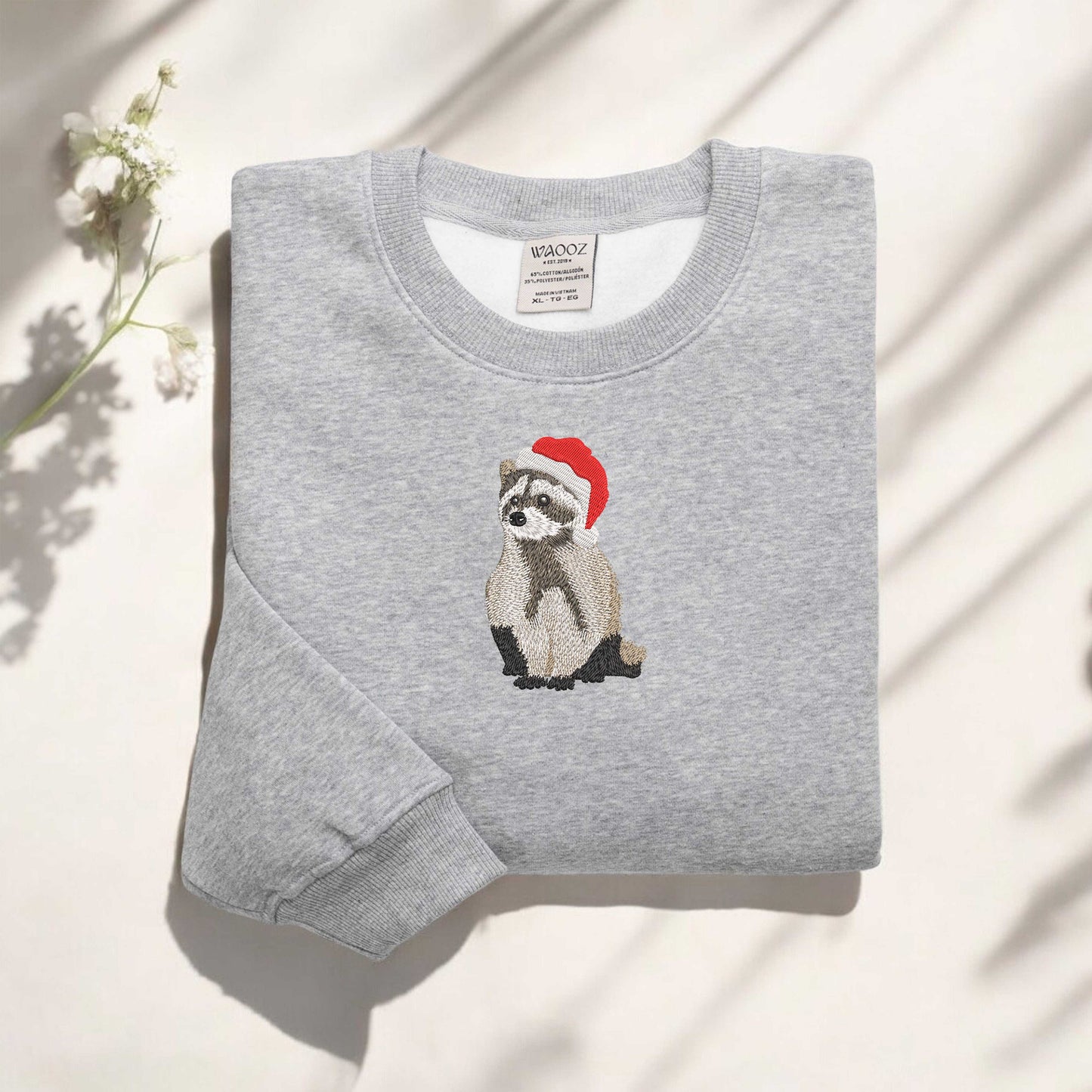 Christmas Raccoon Embroidered Sweatshirt Funny Christmas Raccoon Sweatshirt Happy Holiday Christmas Sweatshirt Christmas Raccoon Sweater