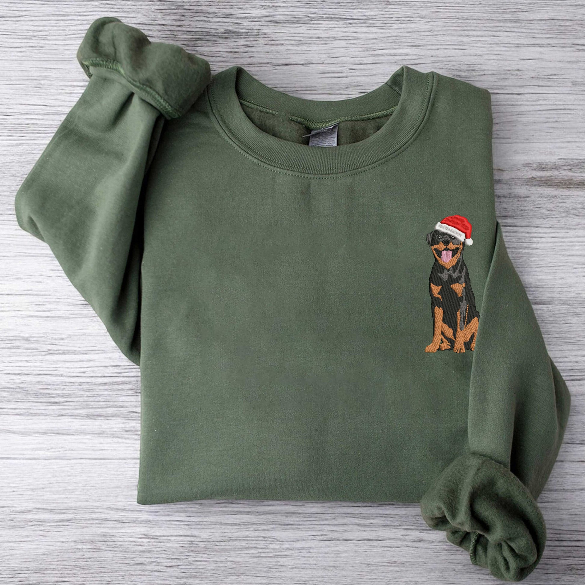 Embroidered Rottweiler Christmas Sweatshirt Christmas Dog Sweatshirt Dog Lover Gift Rottweiler Christmas Sweatshirt Dog Mom Sweatshirt