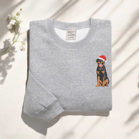 Embroidered Rottweiler Christmas Sweatshirt Christmas Dog Sweatshirt Dog Lover Gift Rottweiler Christmas Sweatshirt Dog Mom Sweatshirt