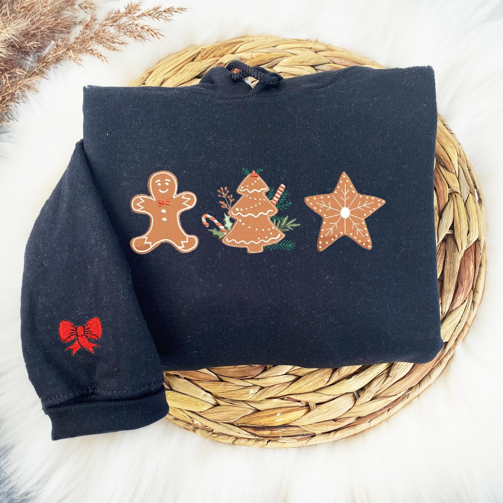 Embroidered Gingerbread Cookie Sweatshirt, Gingerbread Sweatshirt, Christmas Tree Gingerbread Cookie Baking Shirt, Traditional Christmas