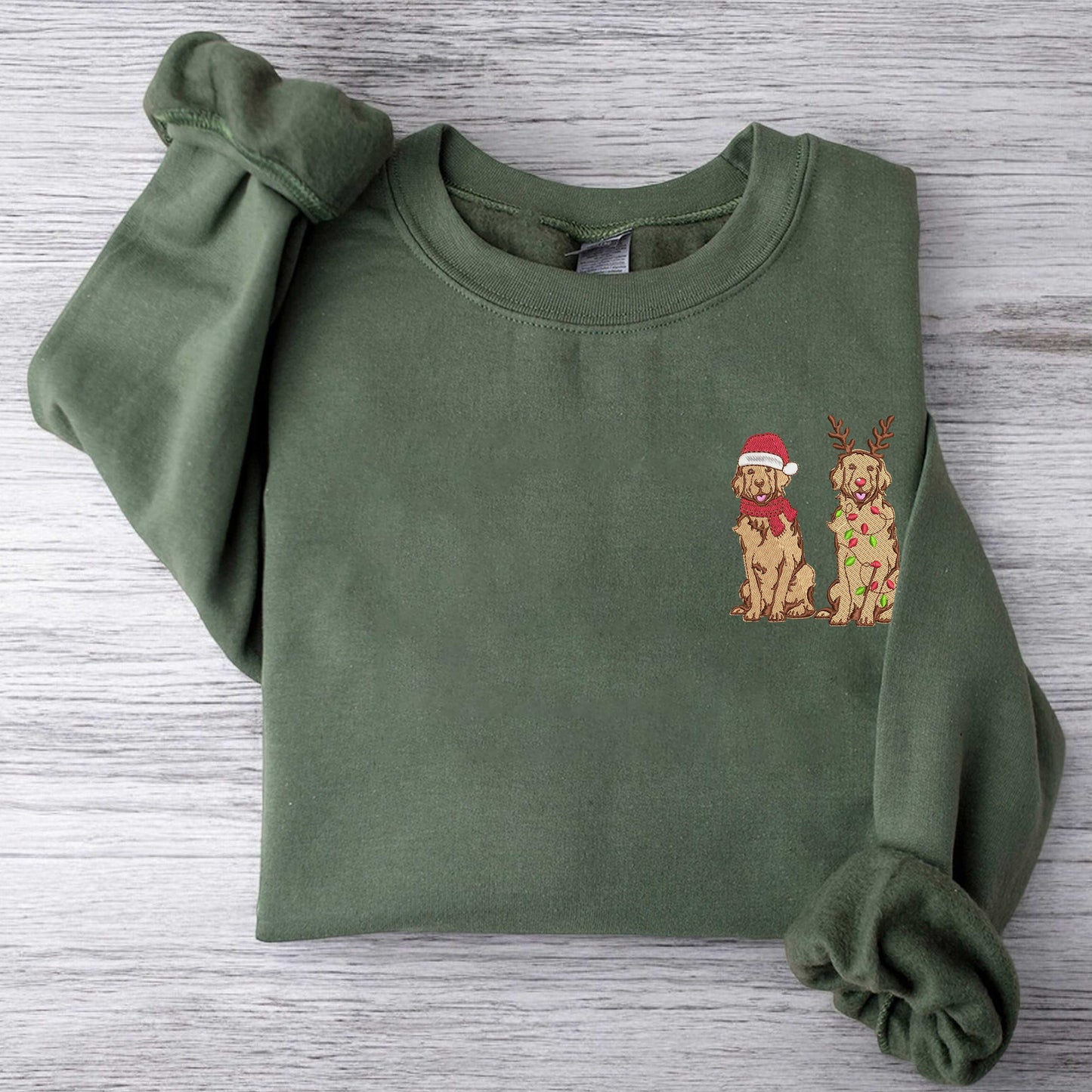 Embroidered Golden Retriever Christmas Sweatshirt Christmas Dog Sweatshirt Golden Mom Shirt Gift for Dog Lover Holiday Gift New Year Shirt