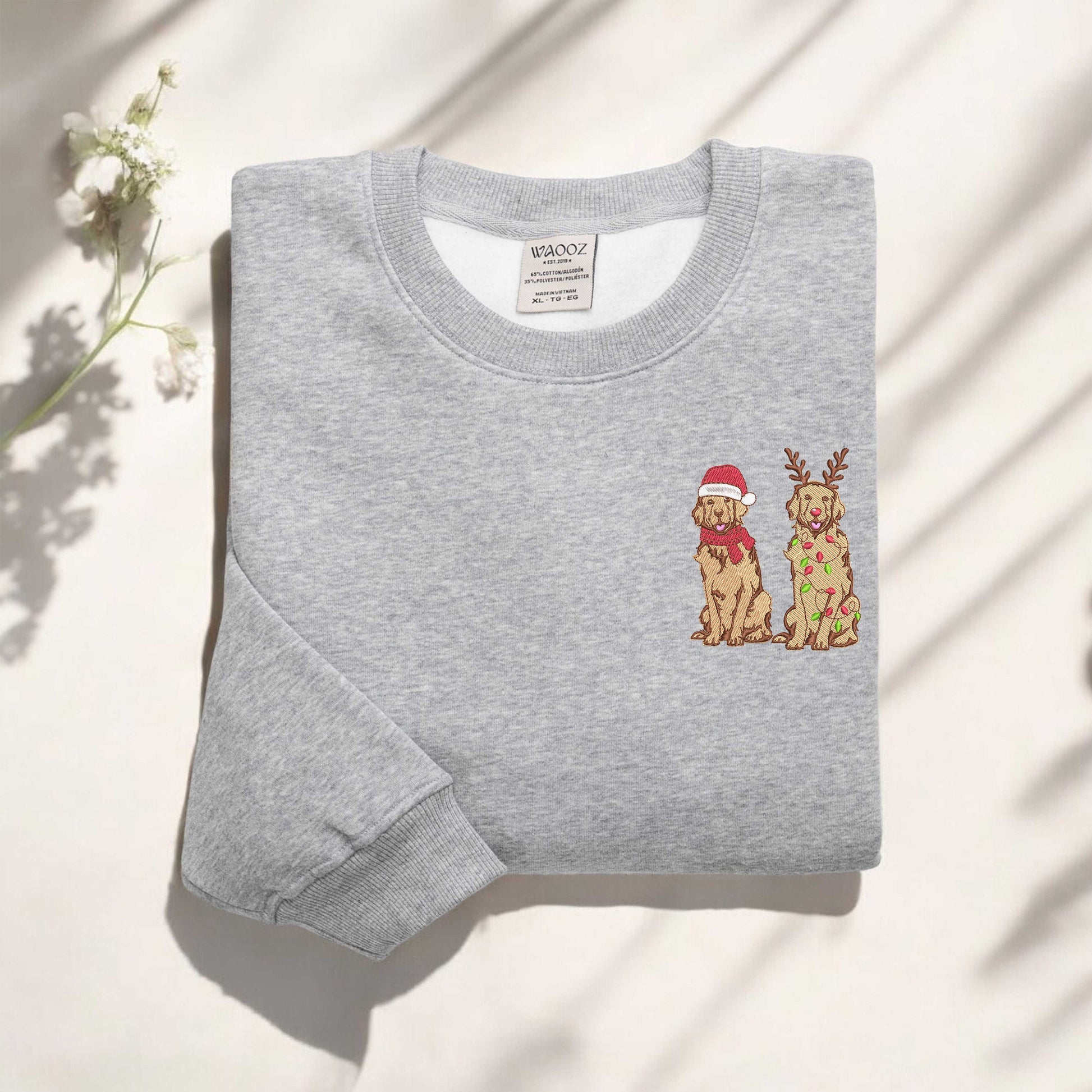 Embroidered Golden Retriever Christmas Sweatshirt Christmas Dog Sweatshirt Golden Mom Shirt Gift for Dog Lover Holiday Gift New Year Shirt