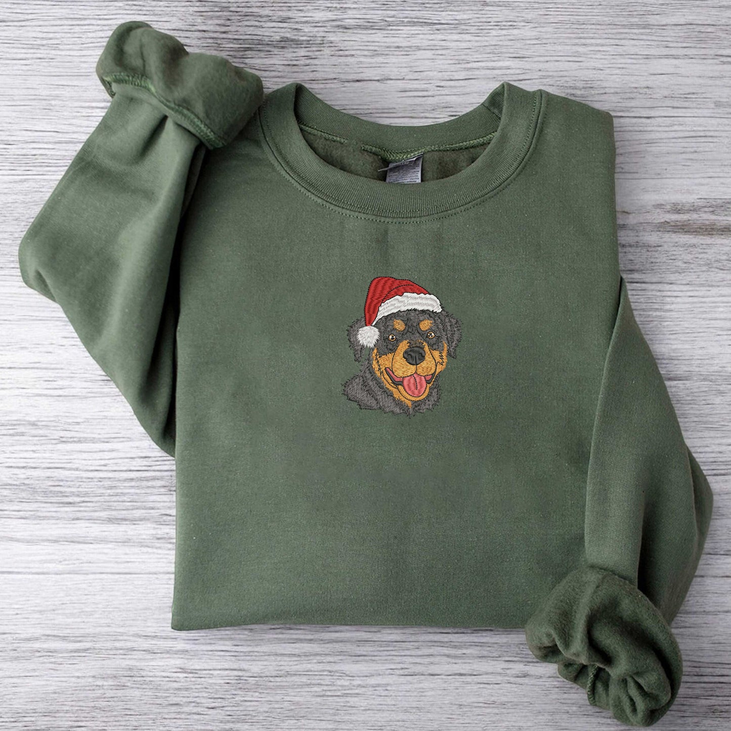 Embroidered Rottweiler Christmas Sweatshirt Christmas Dog Sweatshirt Dog Lover Gift Rottweiler Christmas Sweatshirt Dog Mom Shirt Xmas Gift