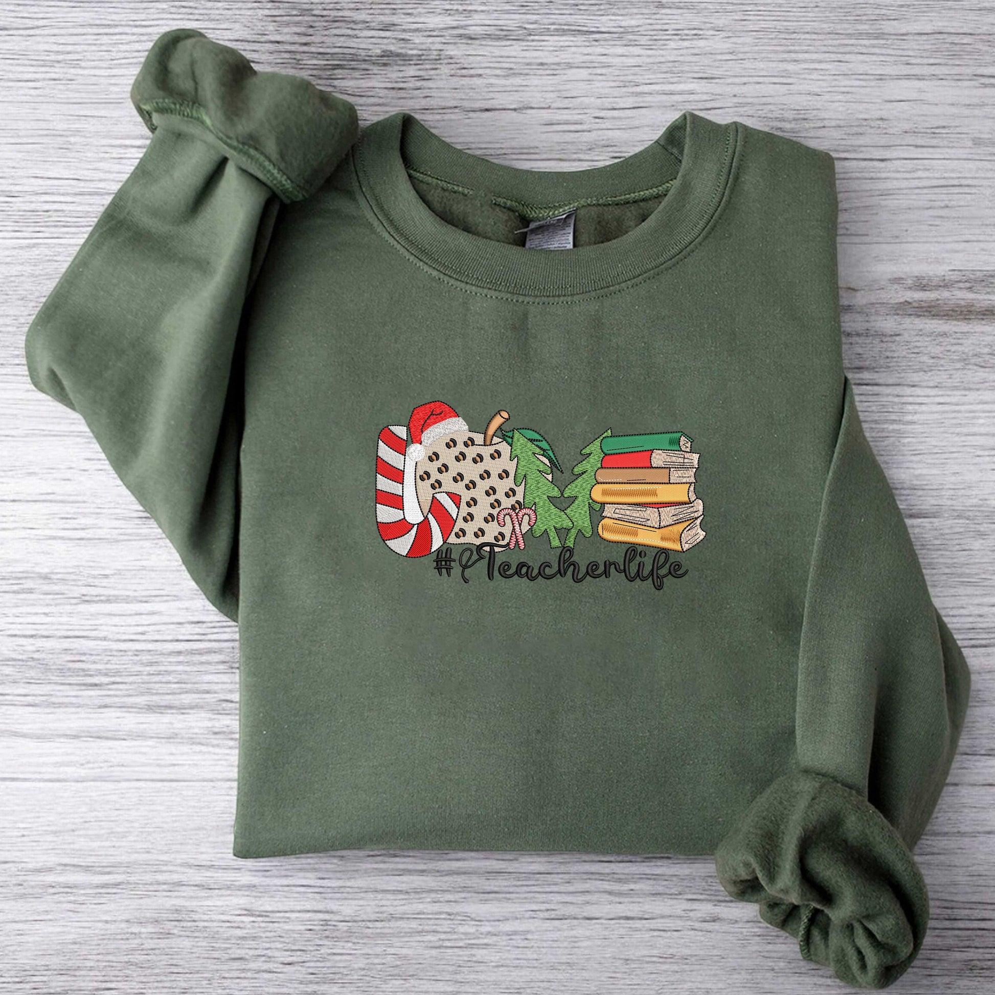 Christmas Teacher Sweatshirt Christmas Embroidered Sweatshirt Christmas Gift For Teacher, Teachers Day, Teachers Life Sweatshirt