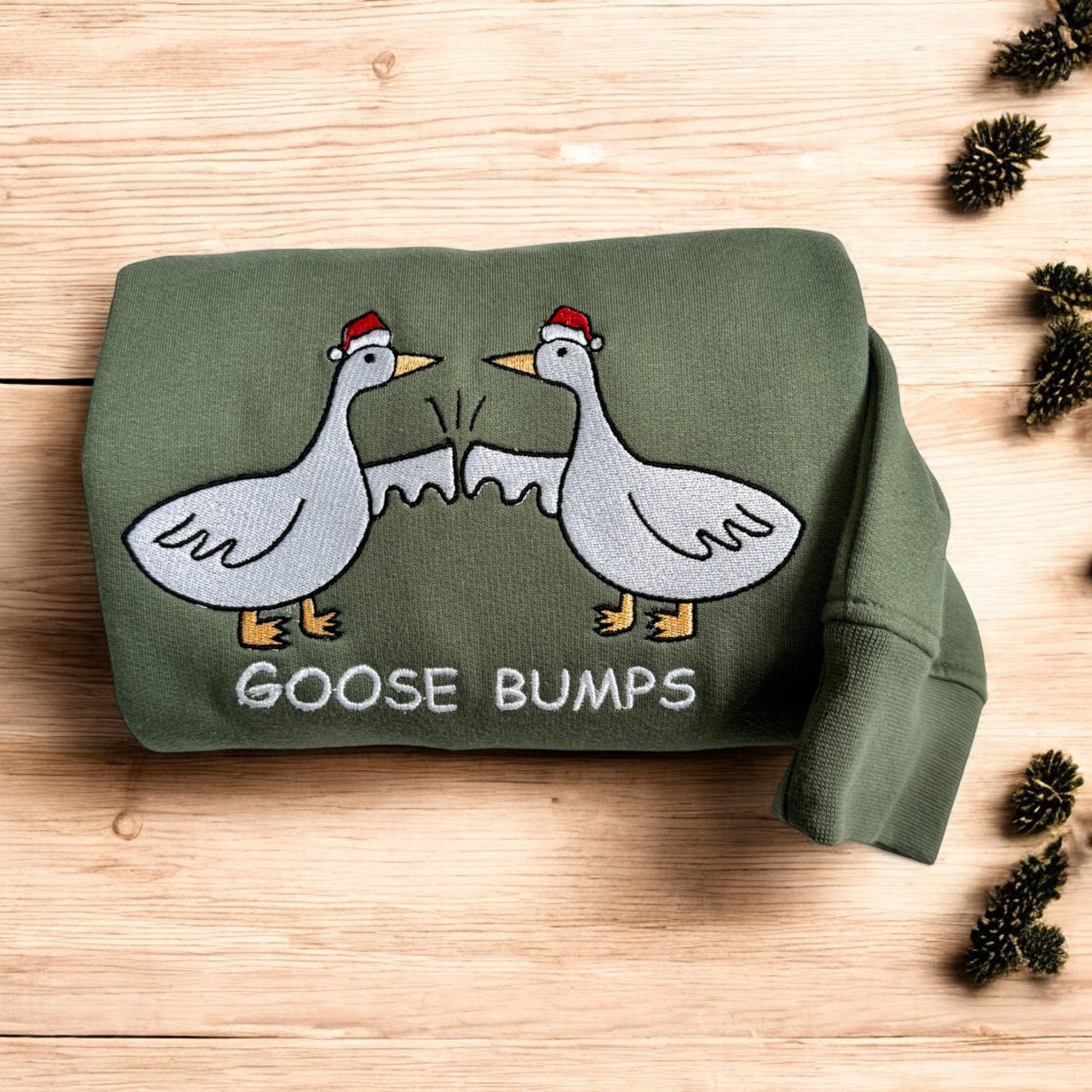 Goose Bumps Embroidered Sweatshirts Christmas Goose Sweatshirt Embroidered Silly Goose Sweatshirt Christmas Duck Sweatshirt Xmas Gift