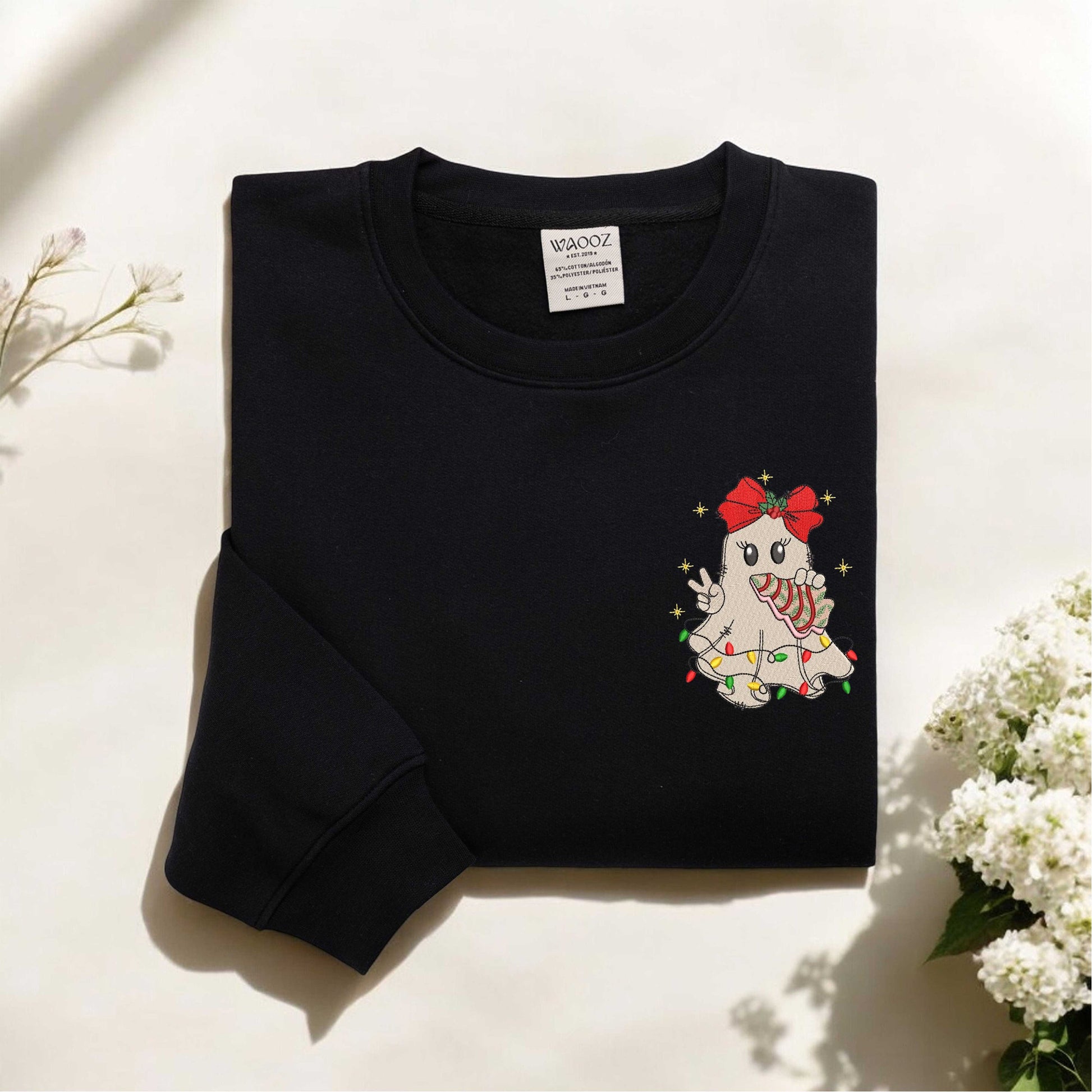 Retro Ghost Santa Sweatshirt Embroidered Ghost Santa Sweatshirt Christmas Ghosts Sweatshirt Christmas Sweatshirt Christmas Gift