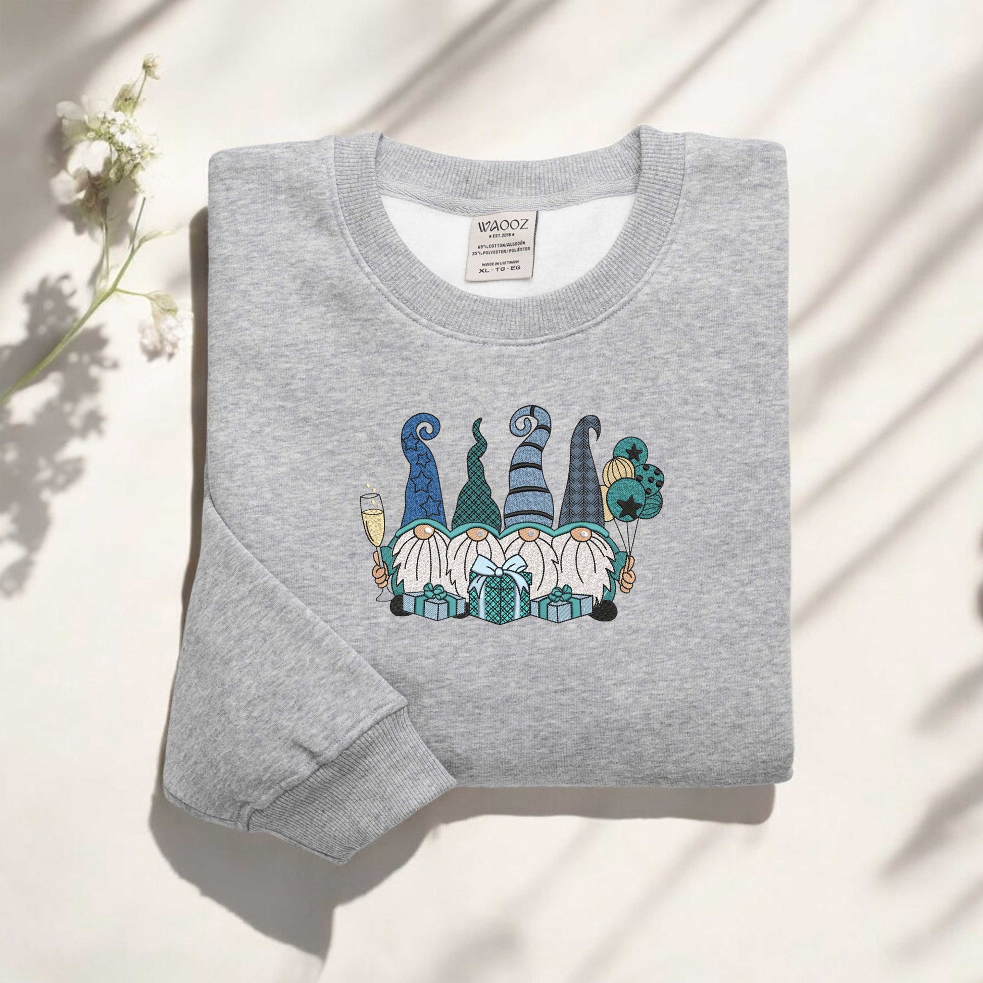 Embroidered Christmas Gnomes Sweatshirt Christmas Embroidered Sweatshirt Buffalo Plaid Gnomes Sweatshirt Cute Gnomes Sweatshirt