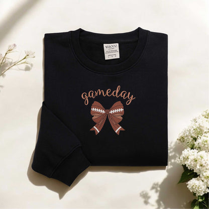 Embroidered Coquette Football Sweatshirt Football Sweatshirt Football Mom Shirt Game Day Sweatshirt Fall Football Season Sweatshirt