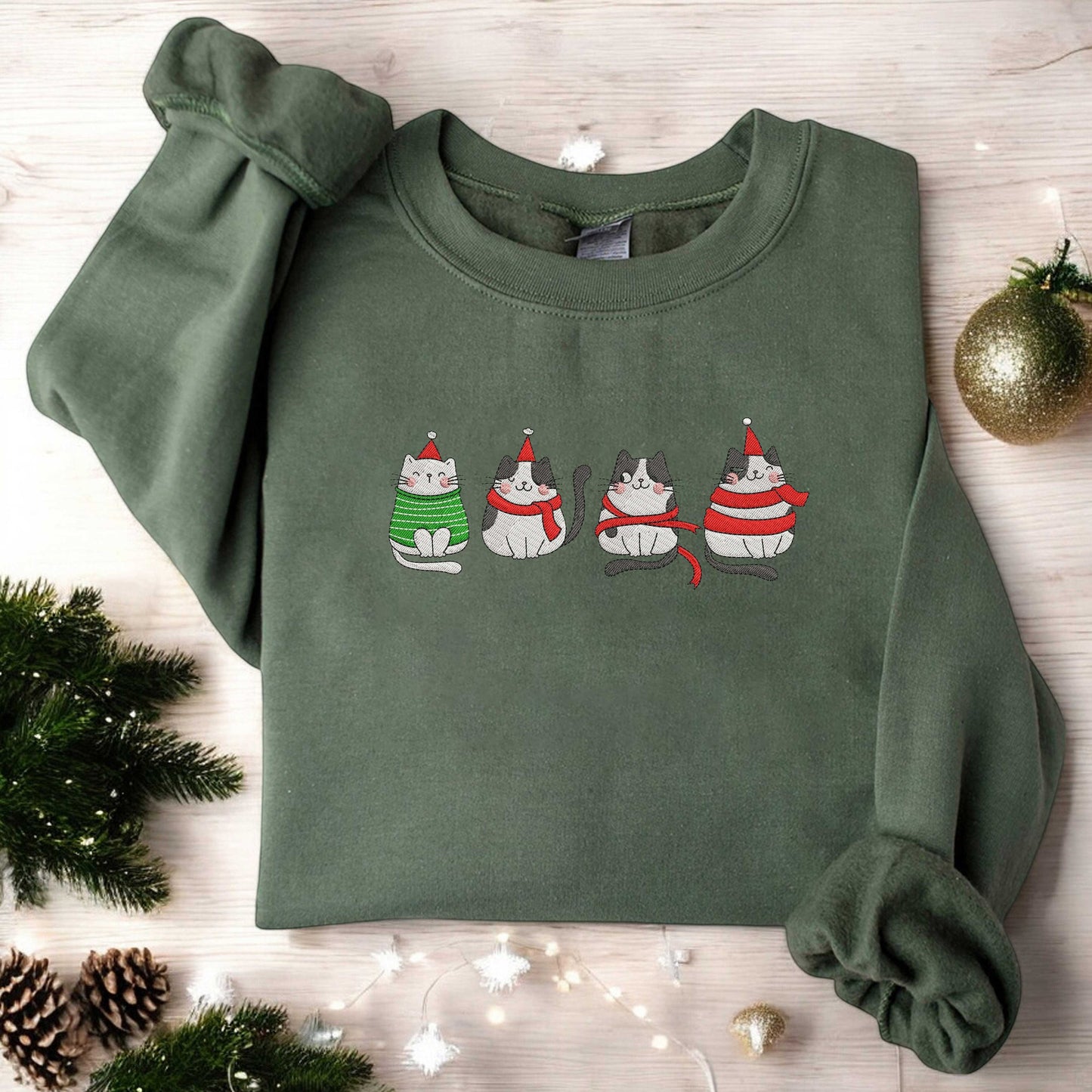 Embroidered Meowy Christmas Sweatshirt Christmas Embroidered Sweatshirt Happy Cat Year Shirt Funny Christmas Cat Shirt Cat Lover Christmas