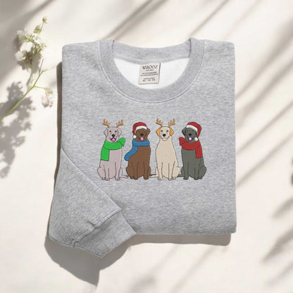 Embroidered Christmas Labrador Retriever Sweatshirt Christmas Dogs Sweatshirt Dog Mom Sweatshirt Dog Lover Gift Womens Christmas Sweatshirt