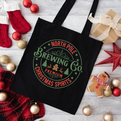 North Pole Christmas Spirit Tote Bag, Christmas Cute Tote Bag, Holiday Bag, Christmas Gift Bag, Vacation Tote Bag, Christmas Gift Tote Bag