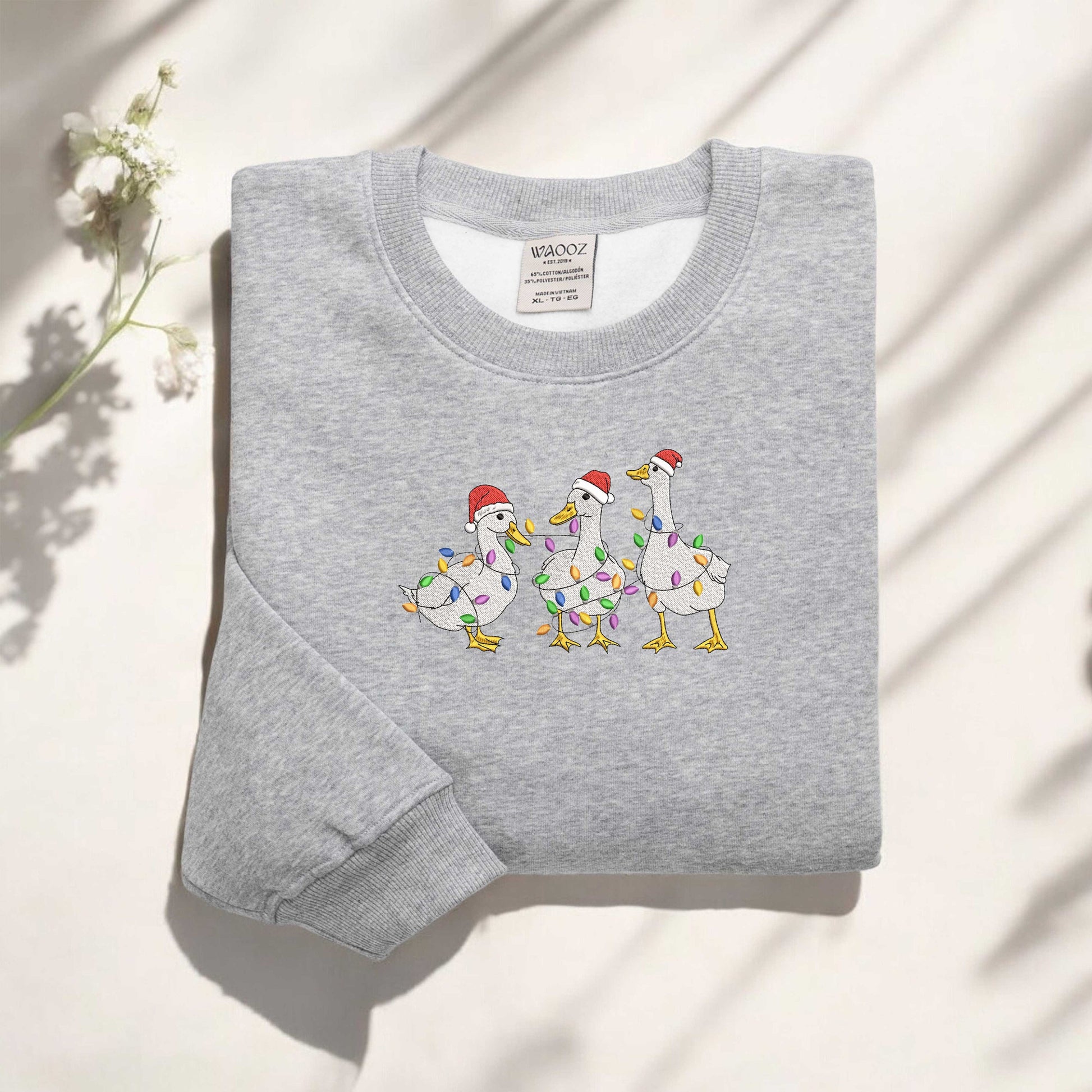 Christmas Goose Sweatshirt Embroidered Goose Sweatshirt Christmas Gift Funny Christmas Sweatshirt Silly Goose Sweatshirt