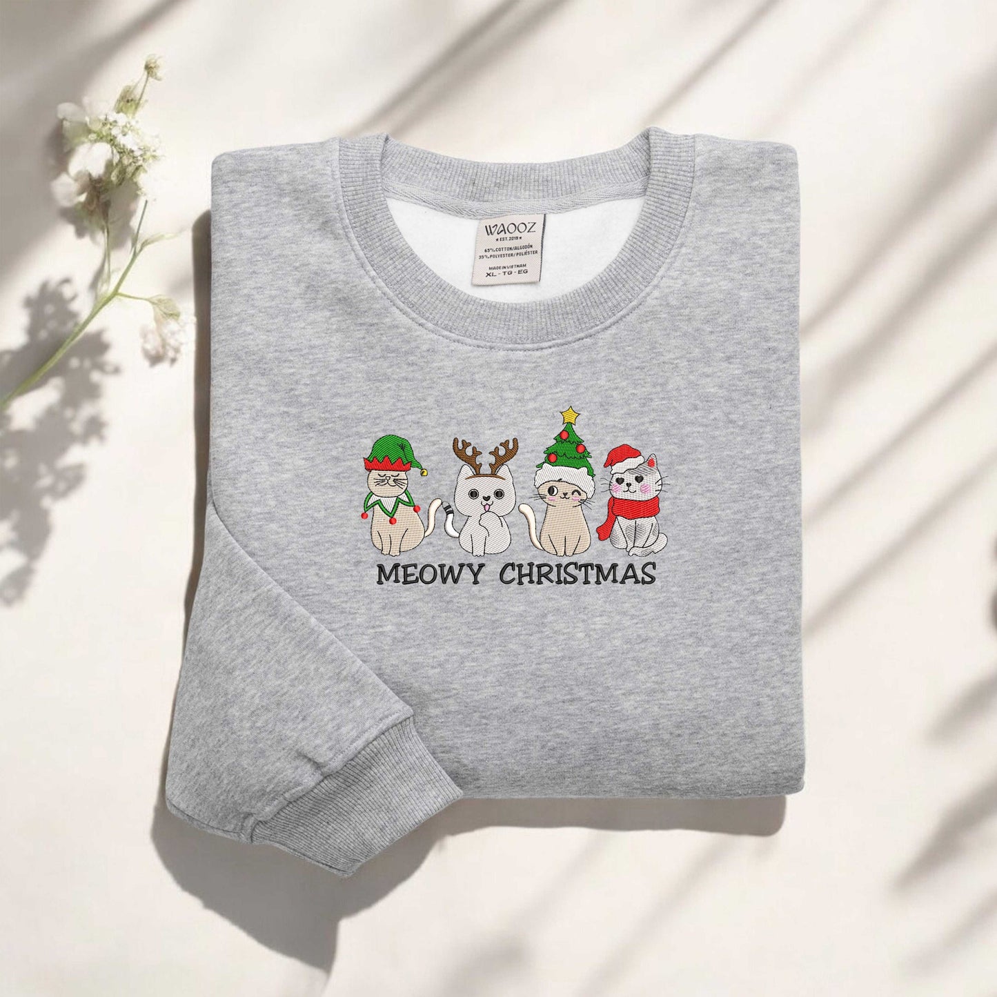 Embroidered Cat Christmas Sweatshirt Cute Cat Christmas Sweatshirt Cat Mommy Sweatshirt Cat Xmas Sweatshirt Cat Lover Gift For Christmas