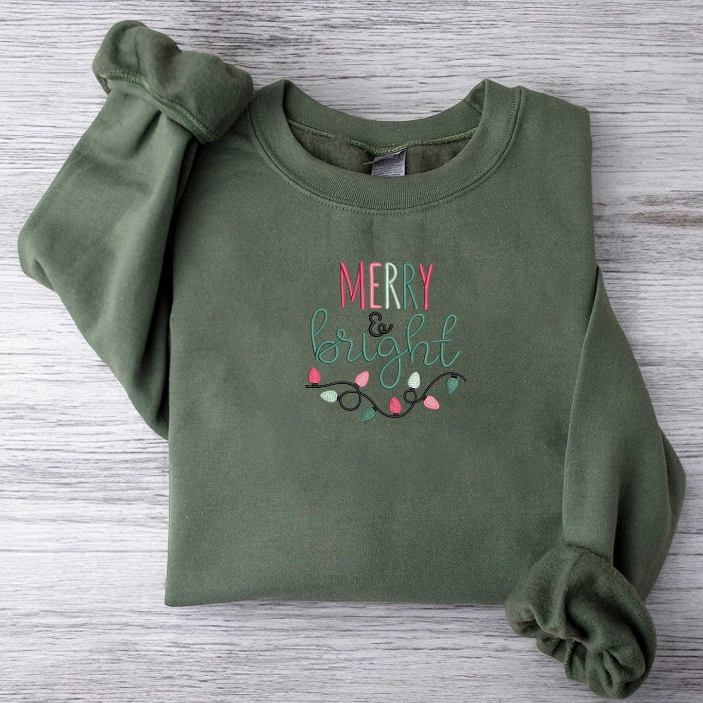 Embroidered Merry and Bright Sweatshirt Christmas Sweatshirt Family Christmas Sweatshirt Merry Christmas Sweatshirt Xmas Sweatshirt