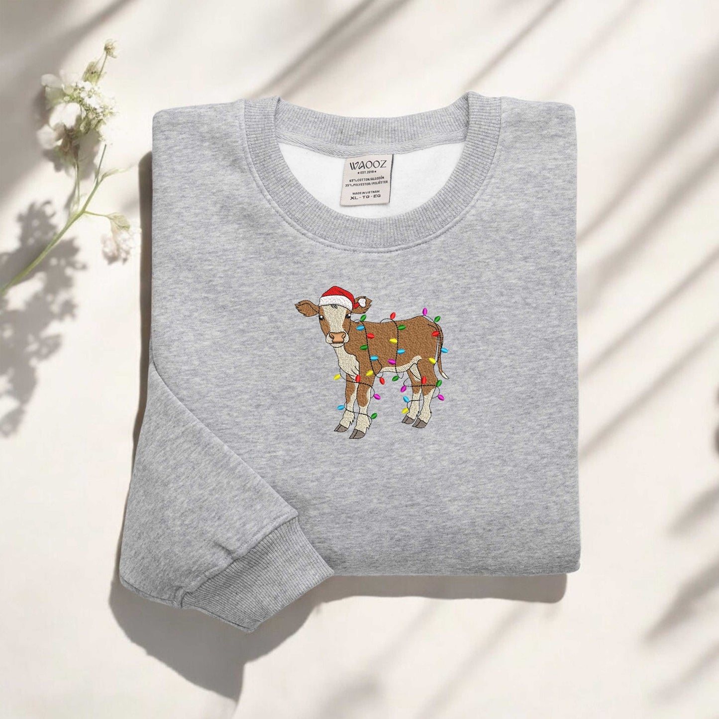 Embroidered Christmas Cow Sweatshirt Embroidered Cow Sweatshirt Farm Christmas Sweatshirt Cute Cow Christmas Sweatshirt Christmas Gift