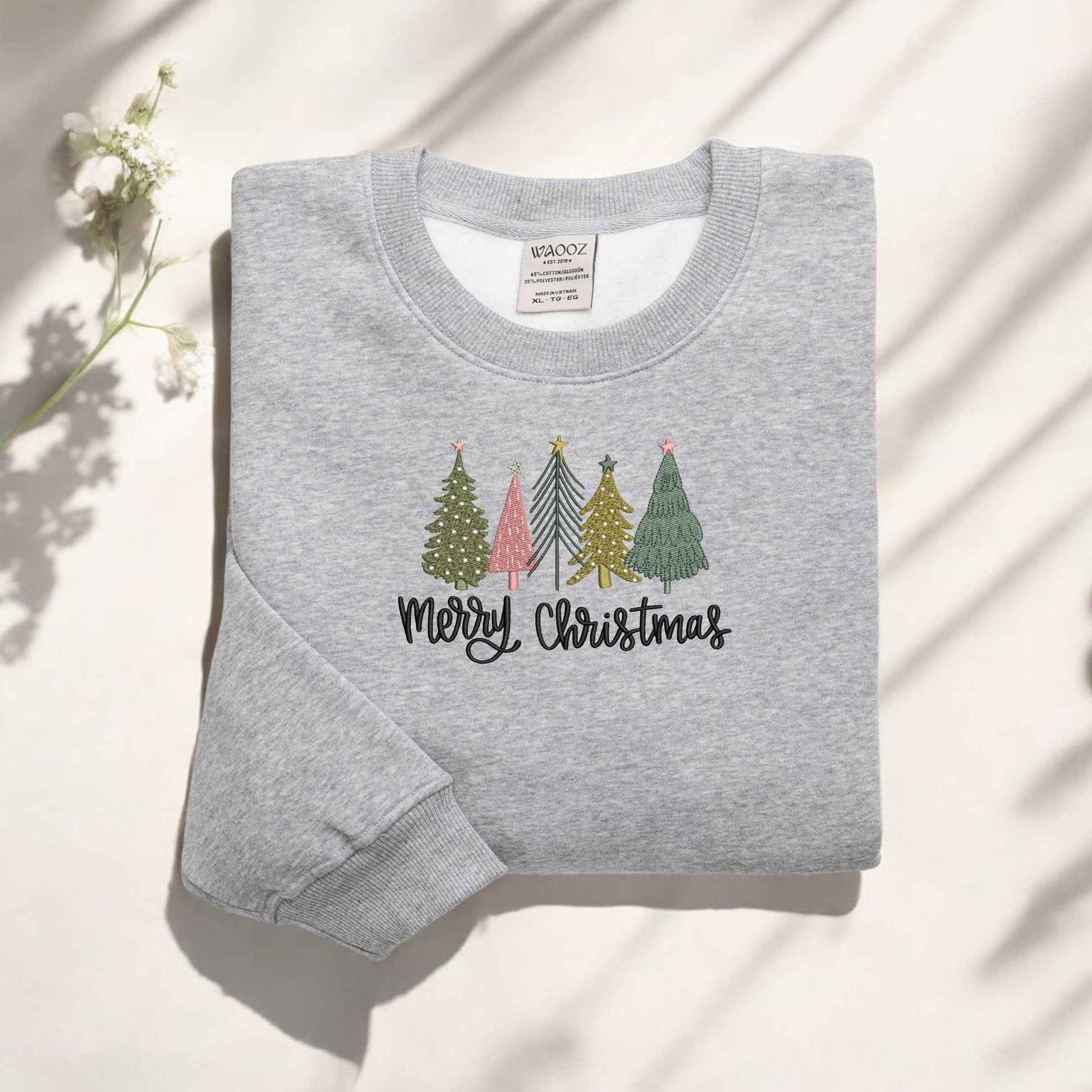 Embroidered Christmas Tree Sweatshirt Merry Christmas Sweatshirt Embroidered Tree Sweatshirt Green Tree Sweatshirt Christmas Gifts