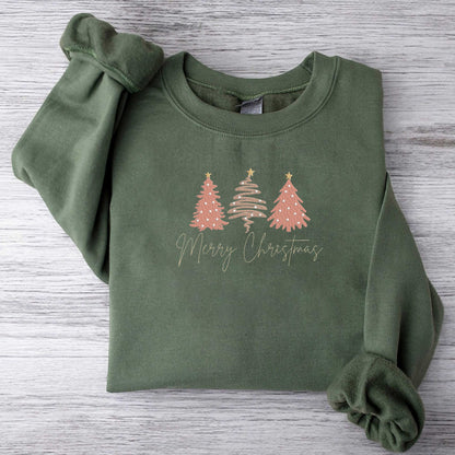 Embroidered Christmas Tree Sweatshirt Merry Christmas Sweatshirt Embroidered Tree Sweatshirt Holiday Sweater Christmas Gifts